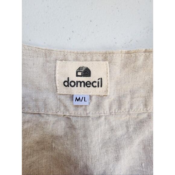 Domecil Dress Womens M/L Beige Sleeveless Square Neck Pinafore Pockets Natural - Picture 5 of 8